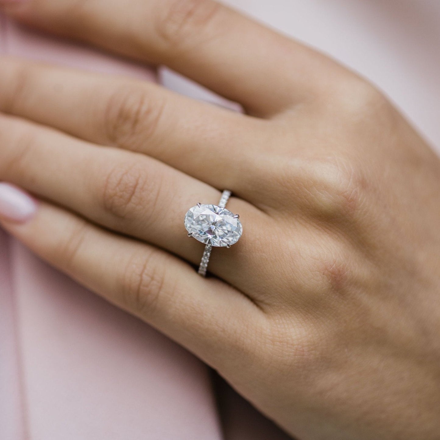 Oval Pave Lab Grown Diamond Engagement Ring