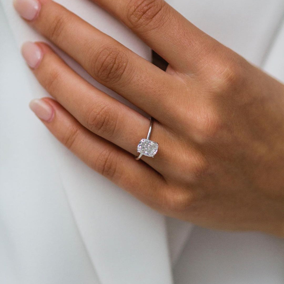 Cushion Hidden Halo Lab Grown Diamond Engagement Ring