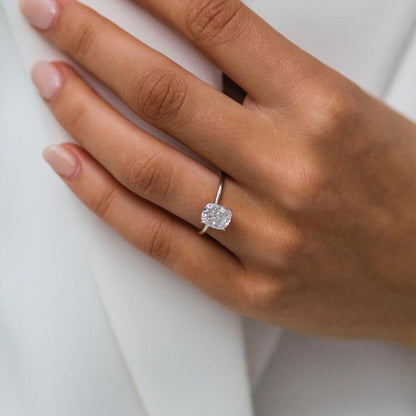 Cushion Hidden Halo Lab Grown Diamond Engagement Ring