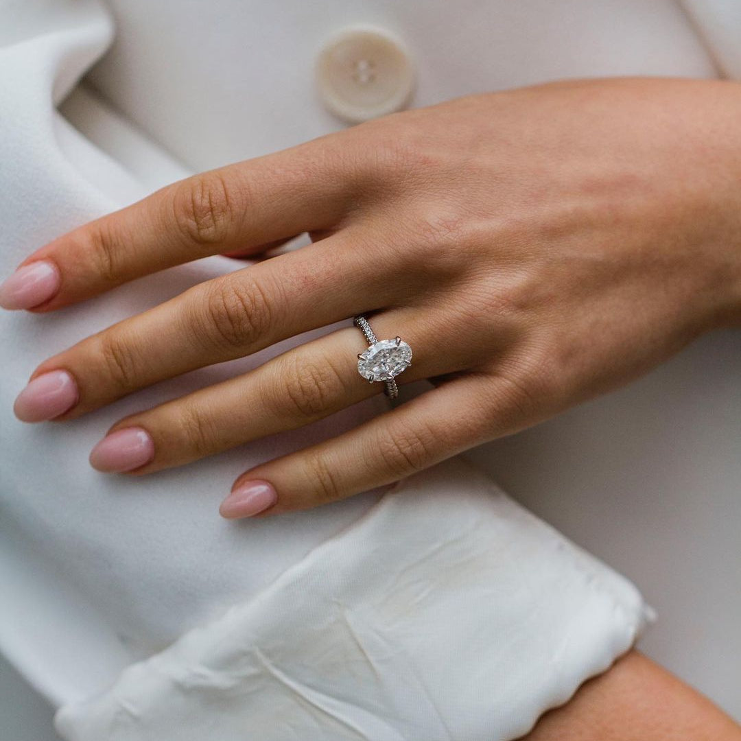 Oval Pave Lab Grown Diamond Engagement Ring