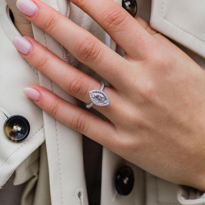 Marquise Halo & Pave Lab Grown Diamond Engagement Ring