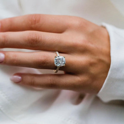 Cushion Pave Lab Grown Diamond Engagement Ring
