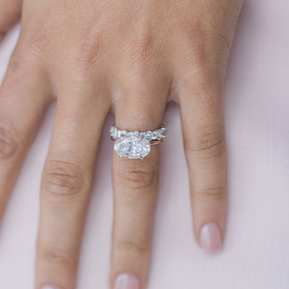East West Oval Solitaire Lab Grown Diamond Engagement Ring