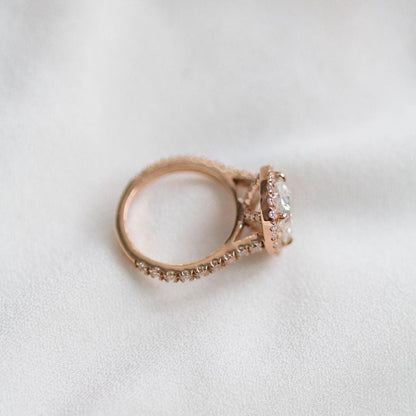 Cushion Halo & Pave Lab Grown Diamond Engagement Ring