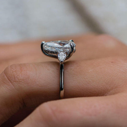 Pear Three Stone Lab Grown Diamond Engagement Ring