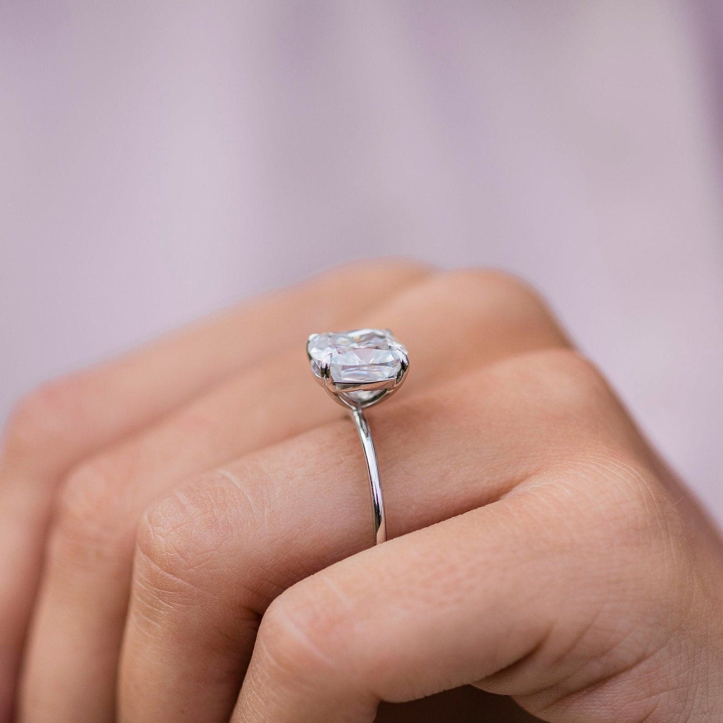 Cushion Solitaire Lab Grown Diamond Engagement Ring