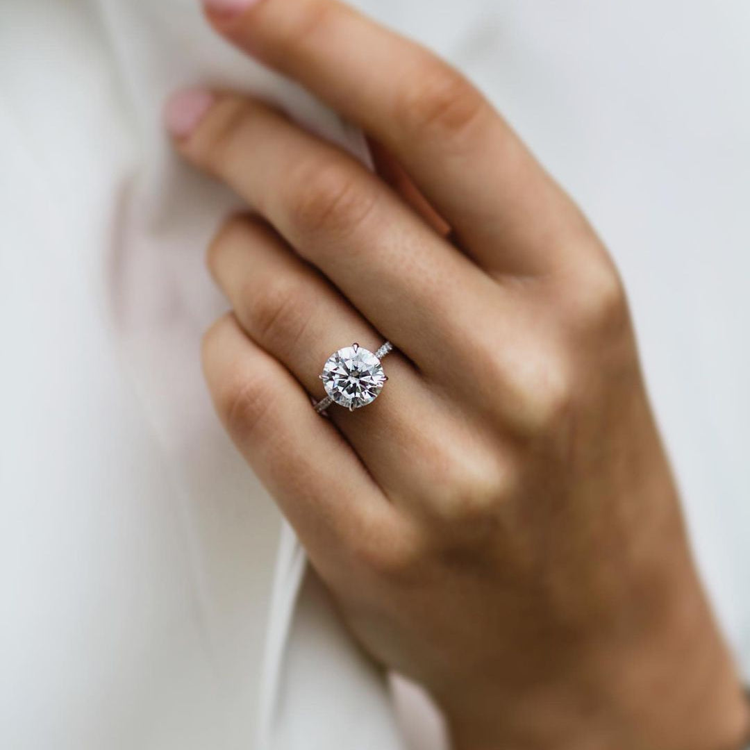 Round Pave Lab Grown Diamond Engagement Ring