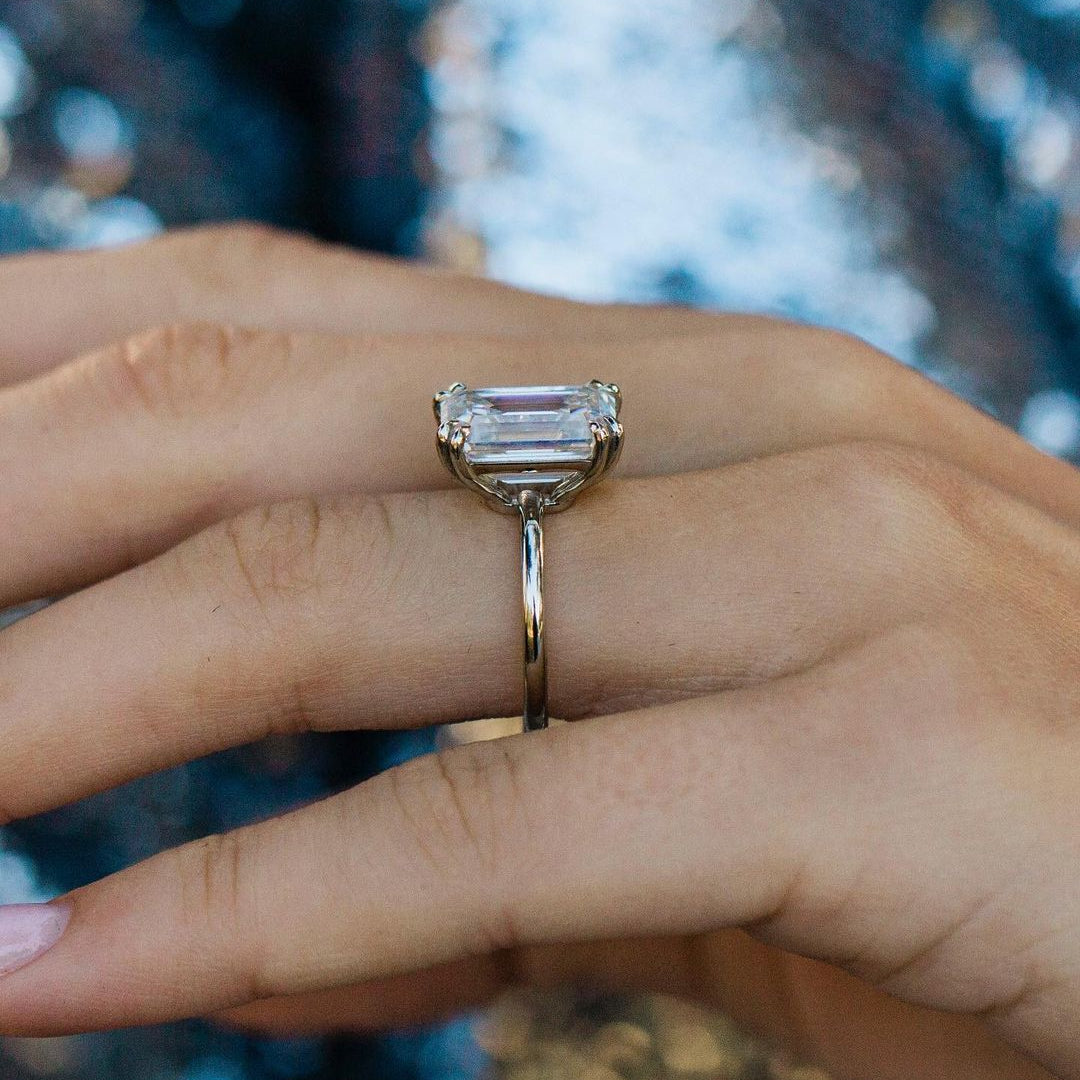 Emerald Solitaire Lab Grown Diamond Engagement Ring