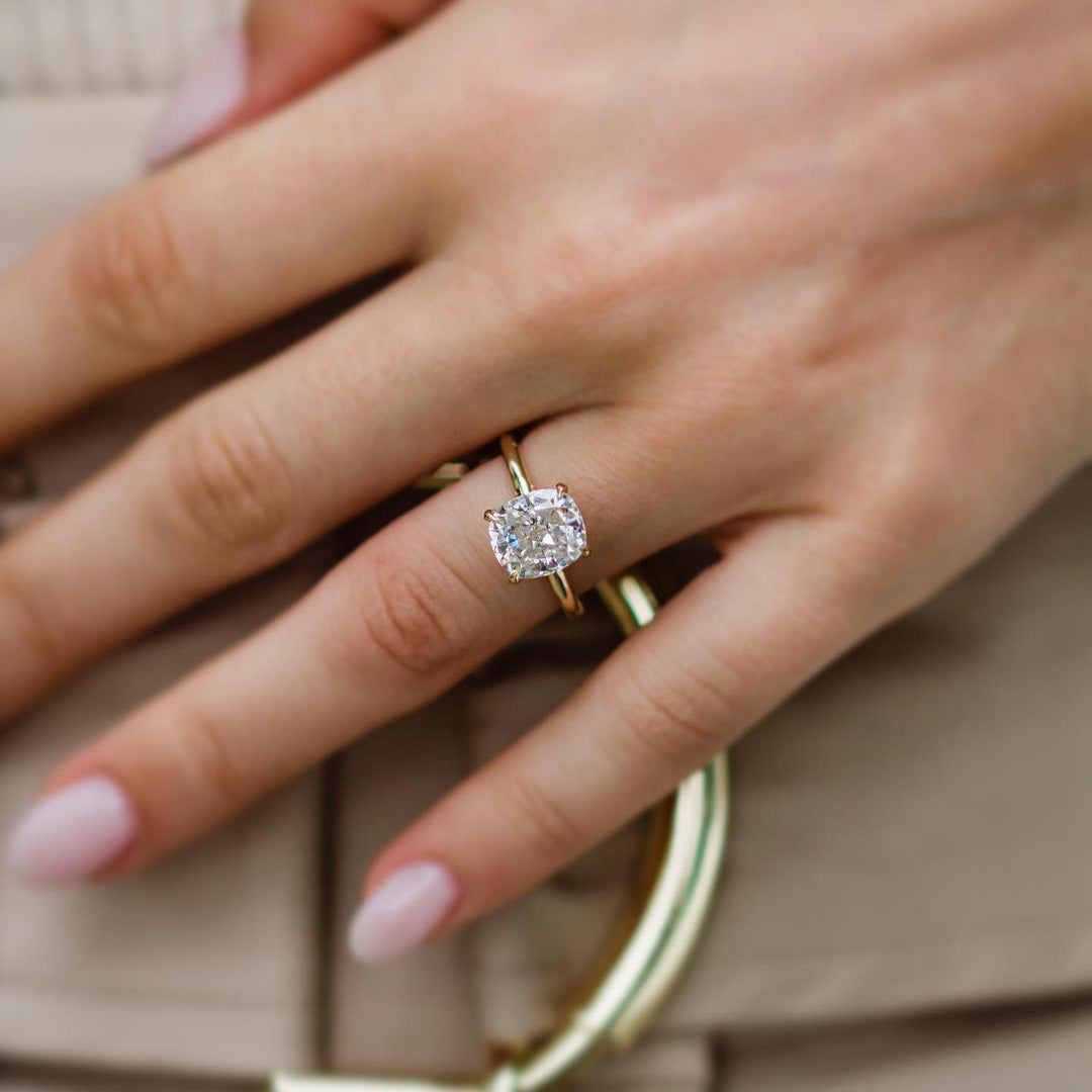Cushion Solitaire Lab Grown Diamond Engagement Ring