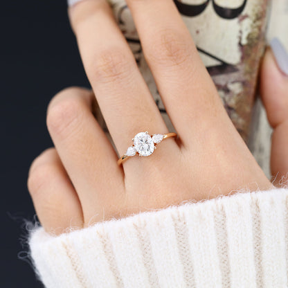 Oval Three Stone Lab-Grown Diamond Engagement Ring