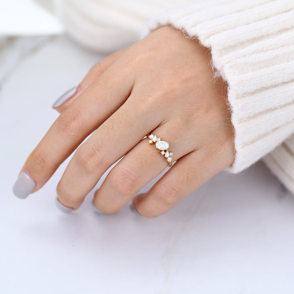Oval Cluster Lab-Grown Diamond Engagement Ring