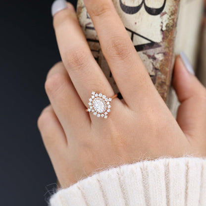 Oval Cluster Lab-Grown Diamond Engagement Ring