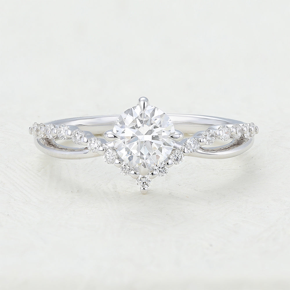 Round Pave Split Shank Lab-Grown Diamond Engagement Ring