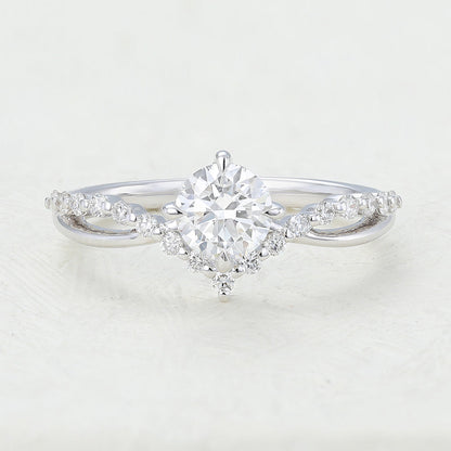 Round Pave Split Shank Lab-Grown Diamond Engagement Ring
