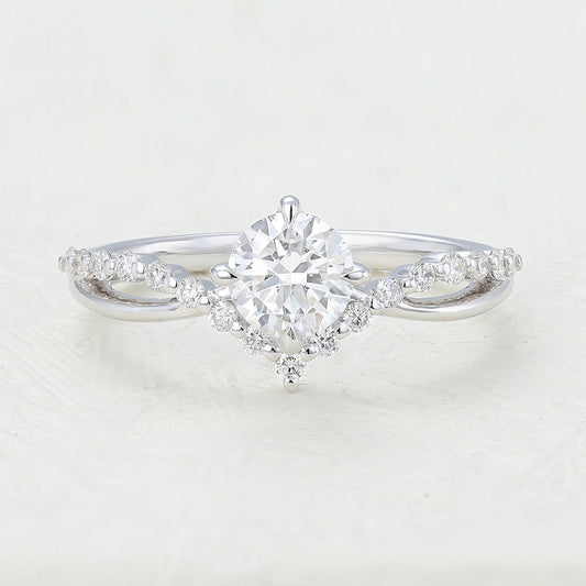 Round Pave Split Shank Lab-Grown Diamond Engagement Ring