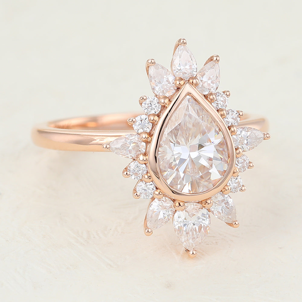 Pear Cluster Lab-Grown Diamond Engagement Ring