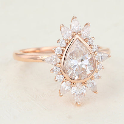 Pear Cluster Lab-Grown Diamond Engagement Ring