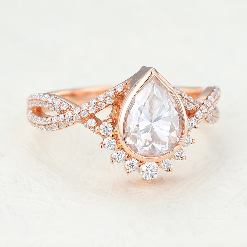 Pear Cluster & Bezel Lab-Grown Diamond Engagement Ring