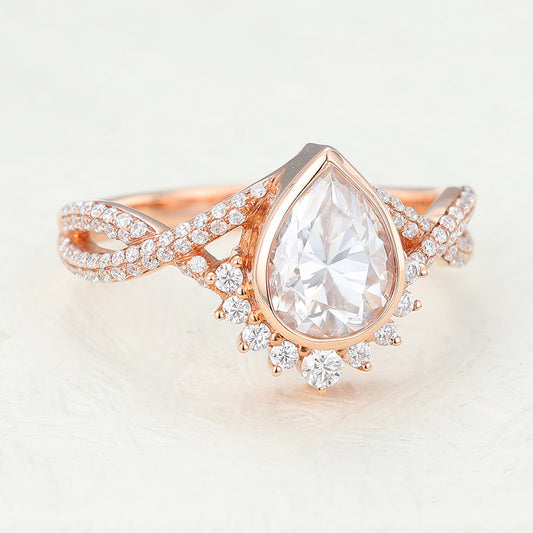 Pear Cluster & Bezel Lab-Grown Diamond Engagement Ring