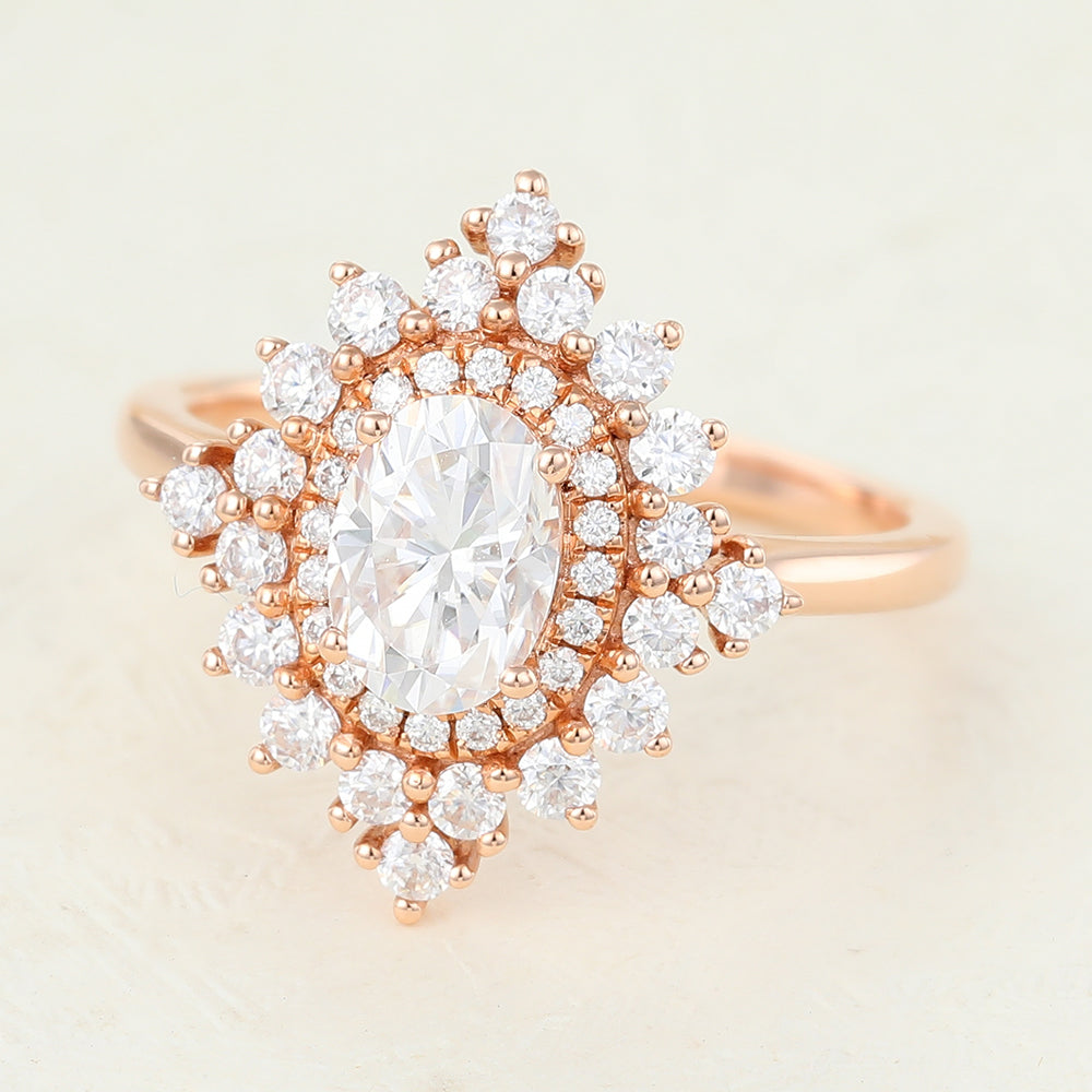 Oval Cluster Lab-Grown Diamond Engagement Ring