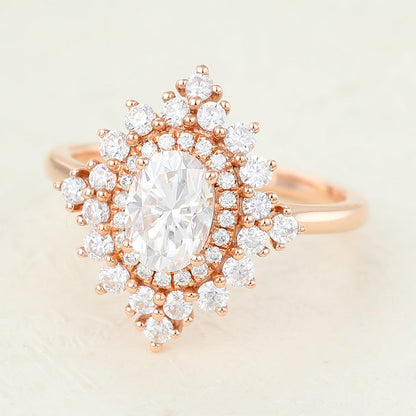 Oval Cluster Lab-Grown Diamond Engagement Ring