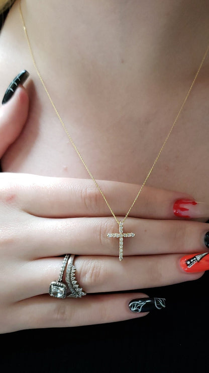 2.0 TCW Round Shape Moissanite Cross Necklace