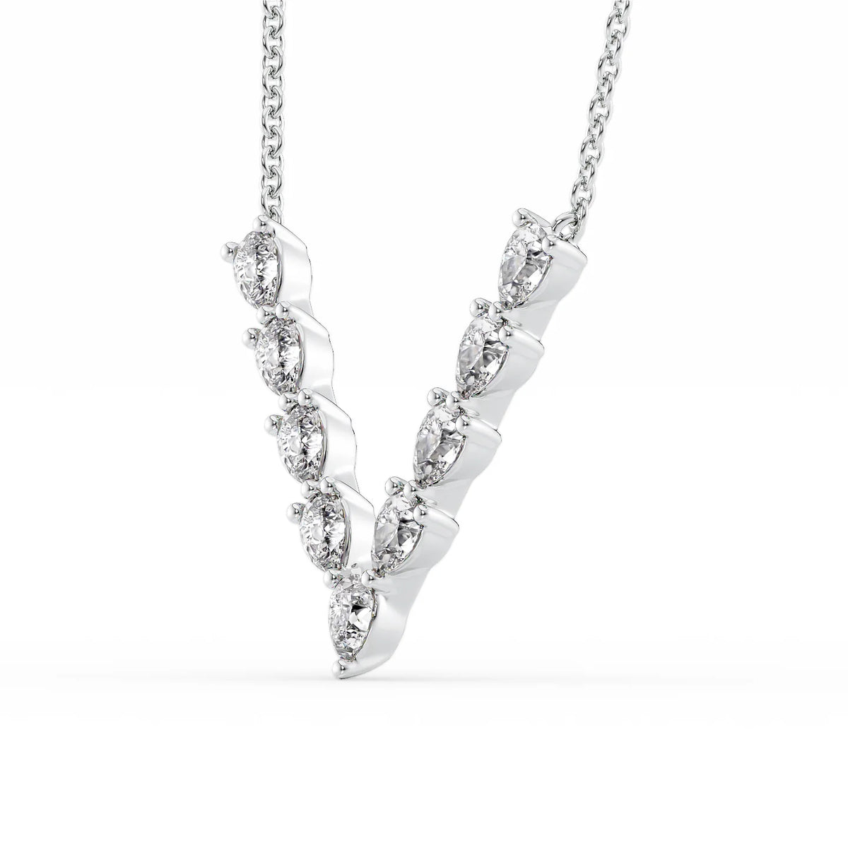 0.65 CT Round Shape Moissanite V Shape Necklace