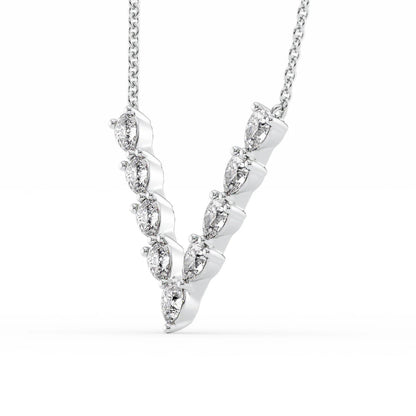 0.65 CT Round Shape Moissanite V Shape Necklace