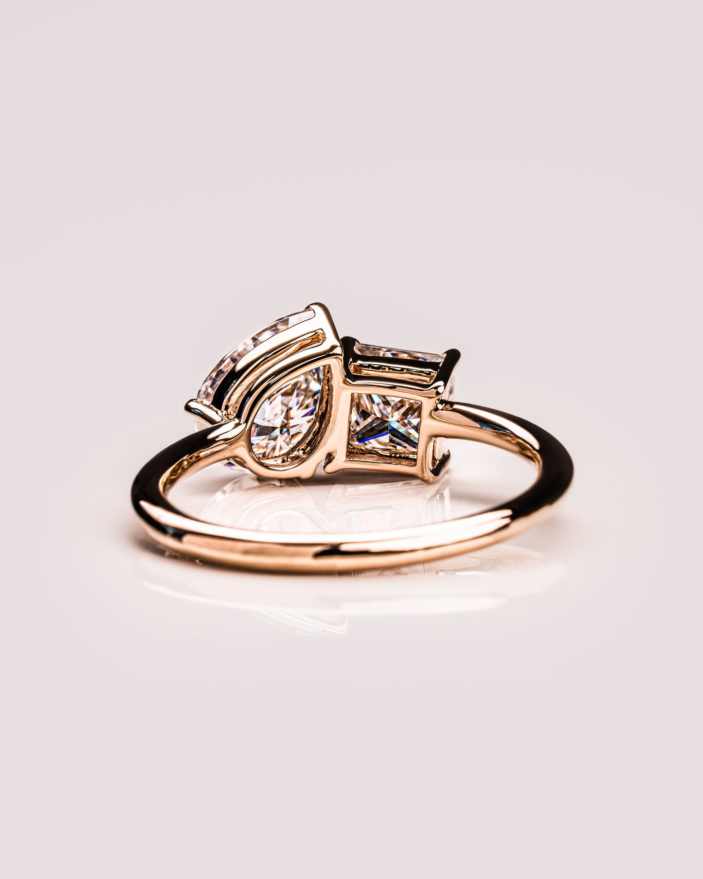 1.95 CT Pear & Princess Cut Two Stone Lab Grown Diamond Engagement Ring