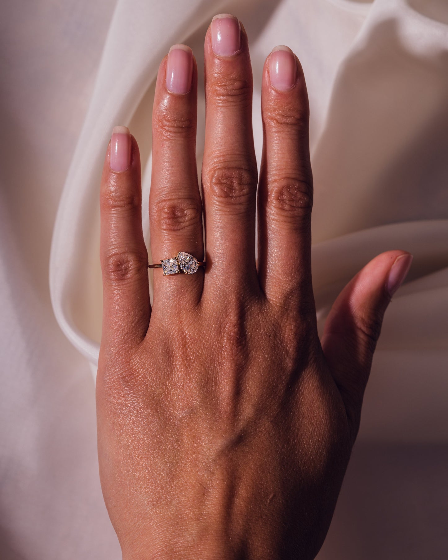 1.95 CT Pear & Princess Cut Two Stone Lab Grown Diamond Engagement Ring