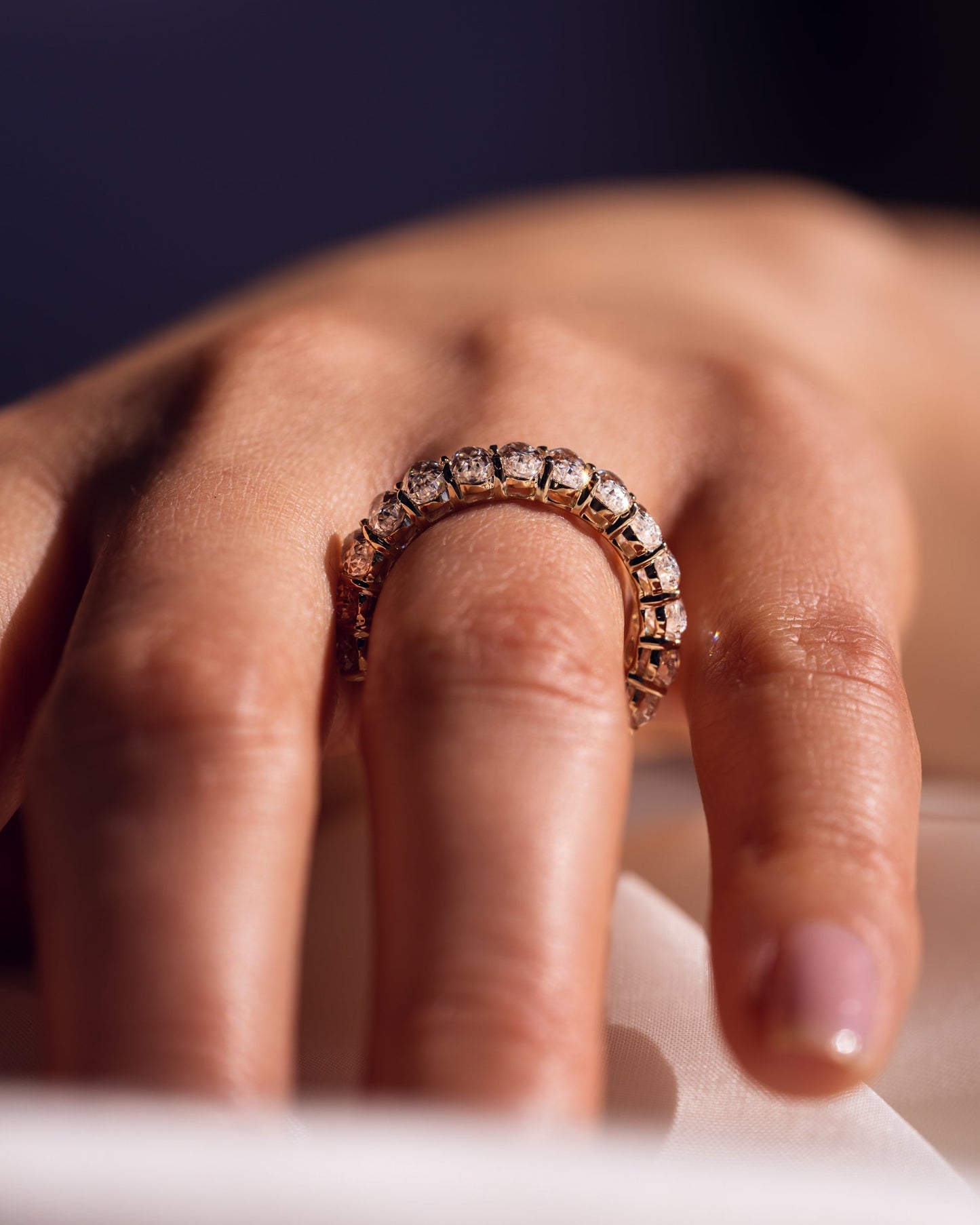 3.45 TCW Oval Lab Grown Diamond Half Eternity Wedding Band