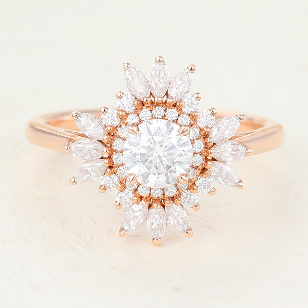 Round Cluster Lab-Grown Diamond Engagement Ring