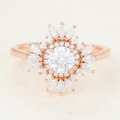 Round Cluster Lab-Grown Diamond Engagement Ring