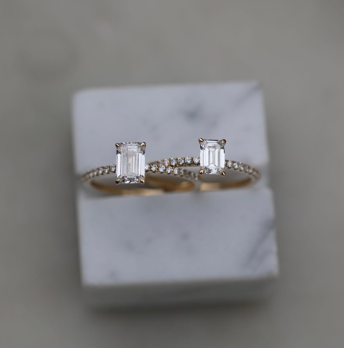 Emerald Cut Pave Lab Grown Diamond Engagement Ring