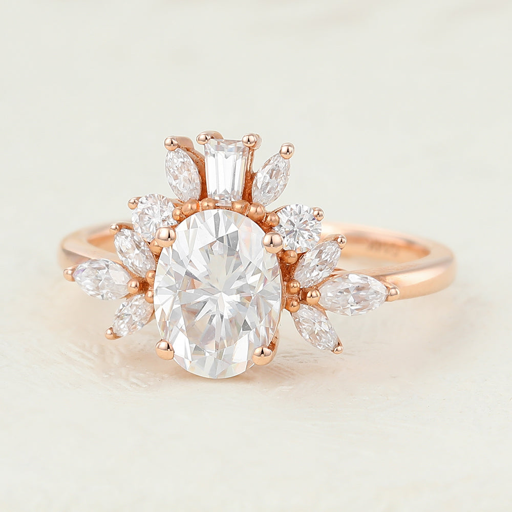 Oval Cluster Lab-Grown Diamond Engagement Ring