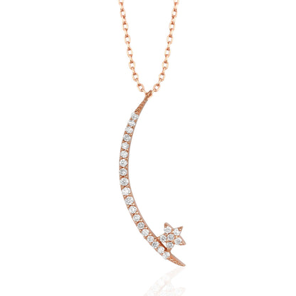 0.5 TCW Round Shape Moissanite Moon & Star Necklace