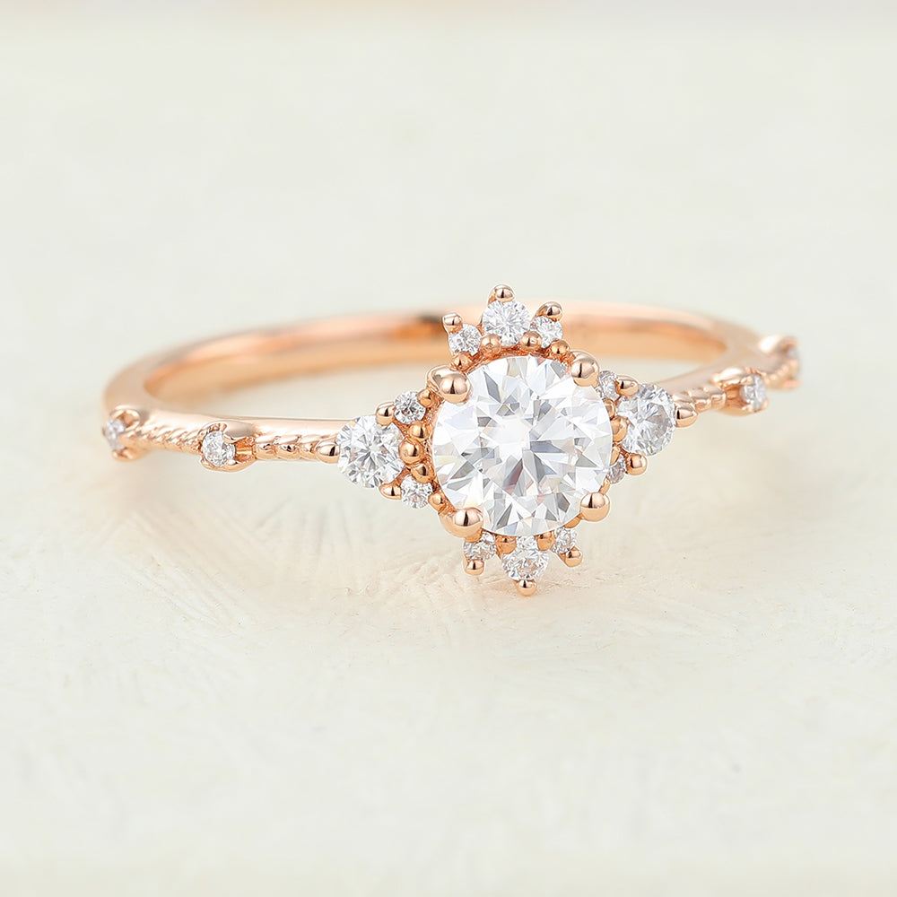 Round Cluster Lab-Grown Diamond Engagement Ring