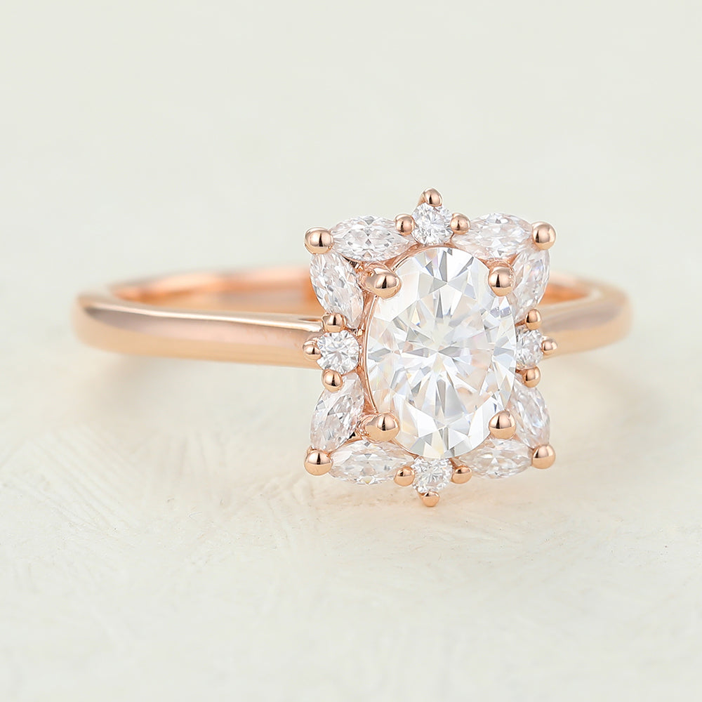 Oval Cluster Lab-Grown Diamond Engagement Ring