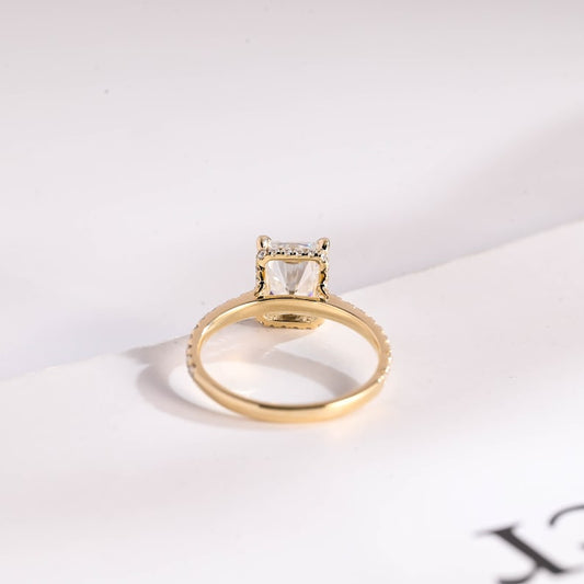 Stunning 1.0 - 2.0 CT Radiant Moissanite Engagement Ring with Pave & Hidden Halo Design 3