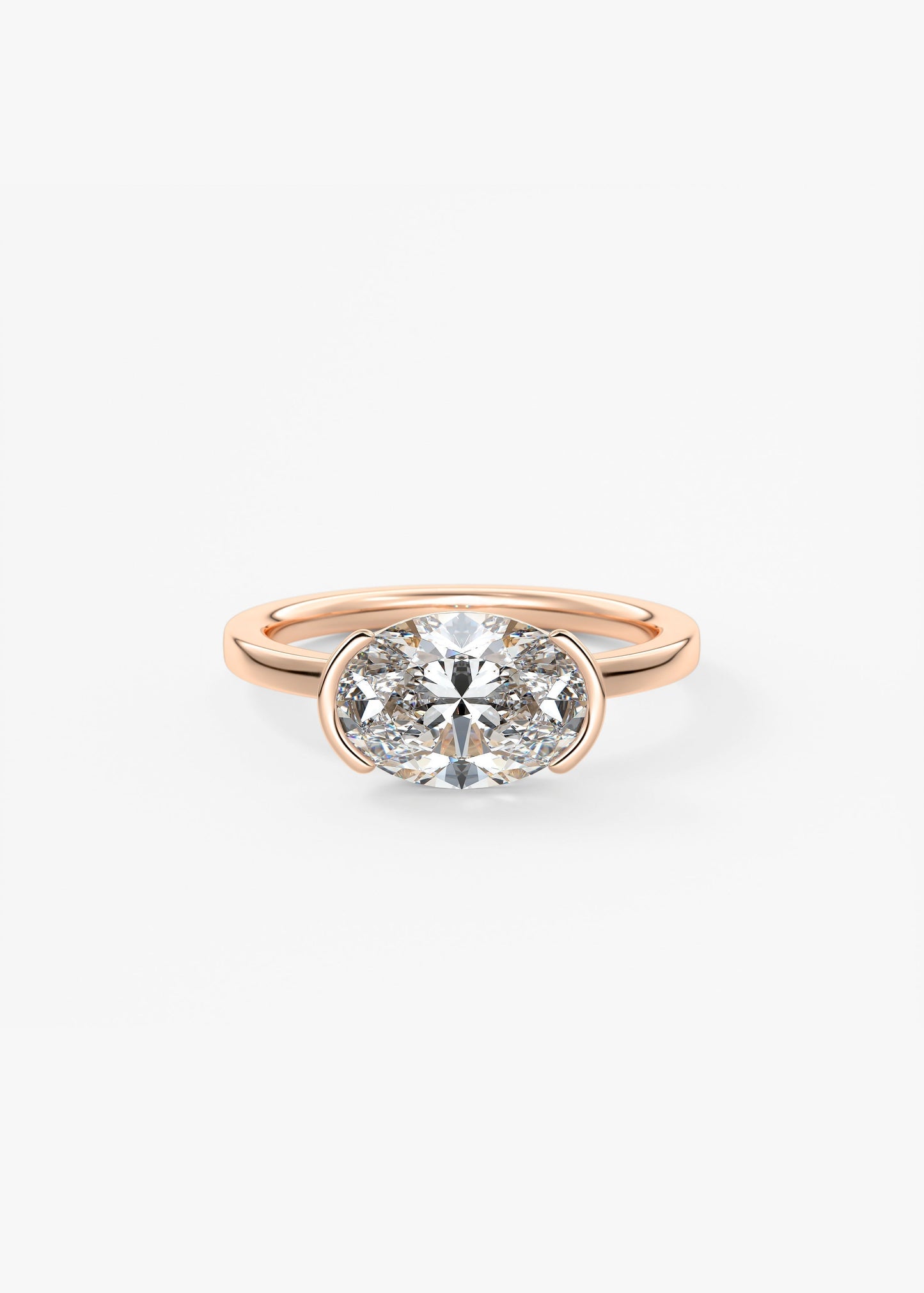 Oval East West Half Bezel Lab Grown Diamond Engagement Ring