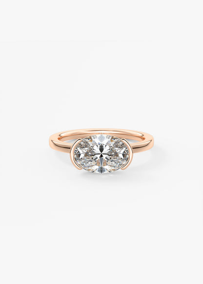 Oval East West Half Bezel Lab Grown Diamond Engagement Ring