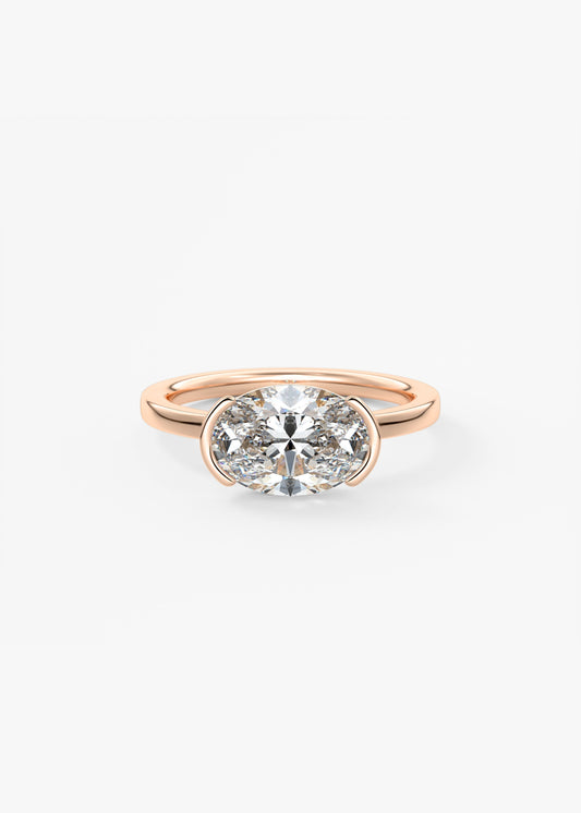 Oval East West Half Bezel Lab Grown Diamond Engagement Ring