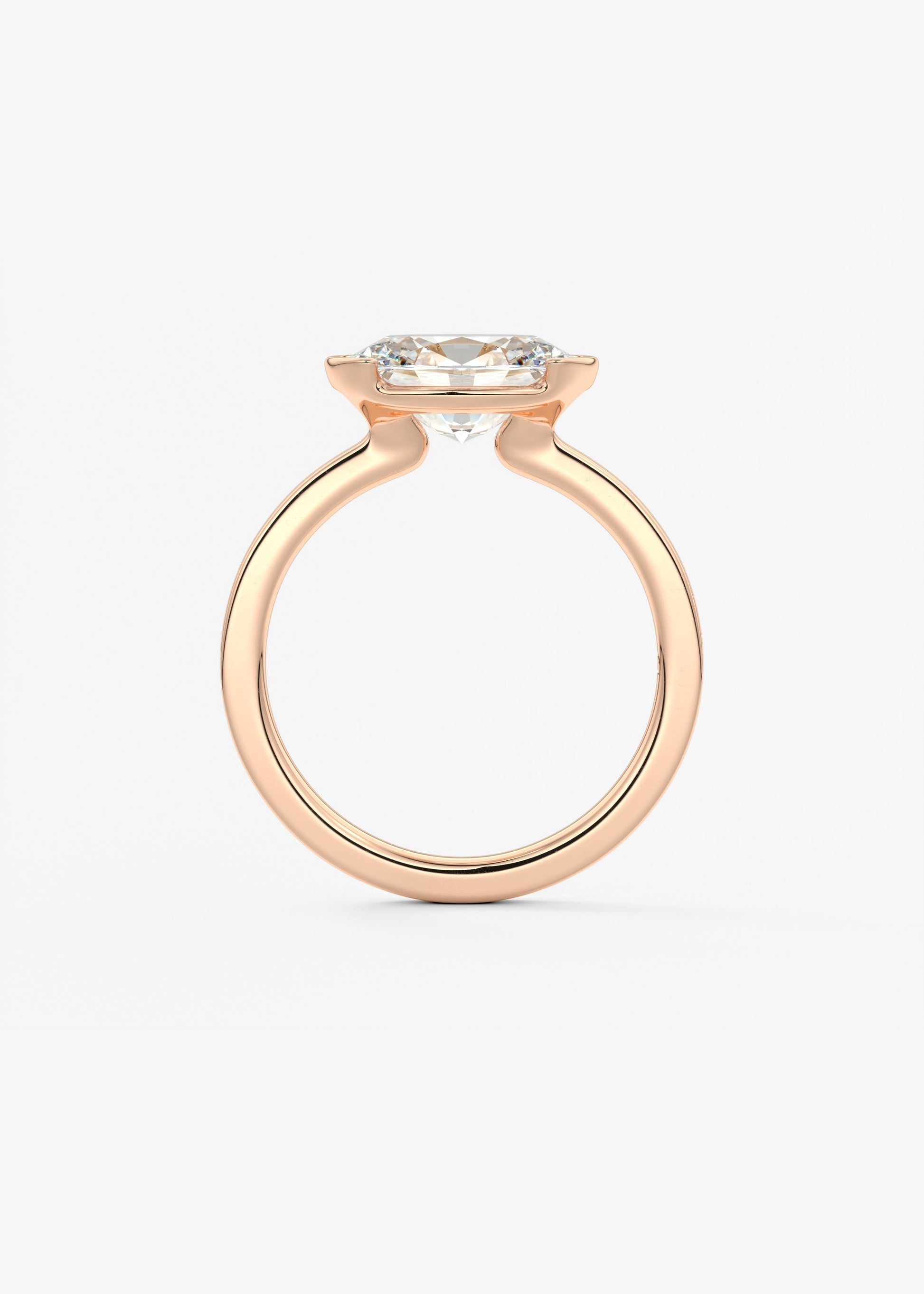 Oval East West Half Bezel Lab Grown Diamond Engagement Ring