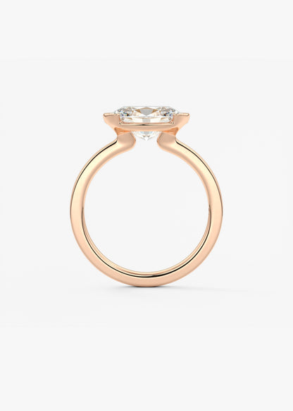 Oval East West Half Bezel Lab Grown Diamond Engagement Ring