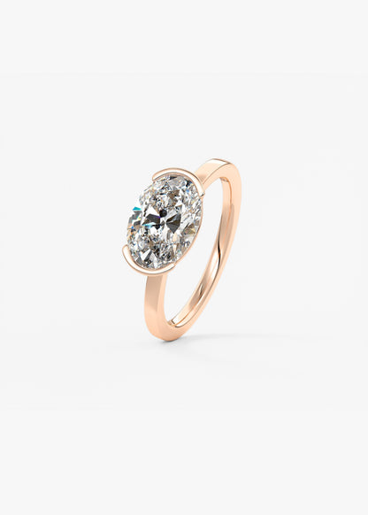 Oval East West Half Bezel Lab Grown Diamond Engagement Ring
