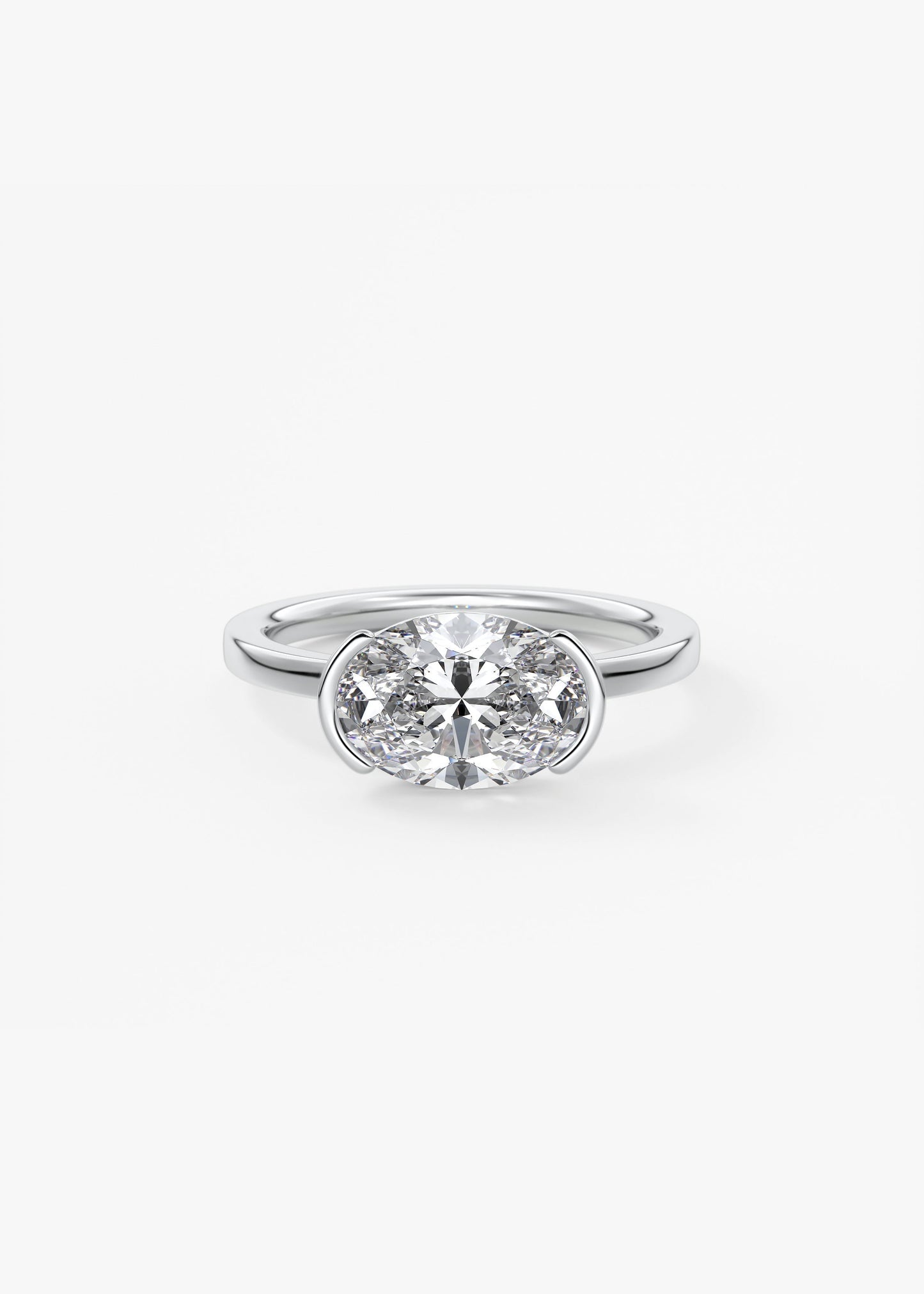 Oval East West Half Bezel Lab Grown Diamond Engagement Ring