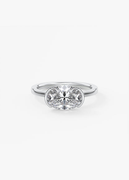 Oval East West Half Bezel Lab Grown Diamond Engagement Ring