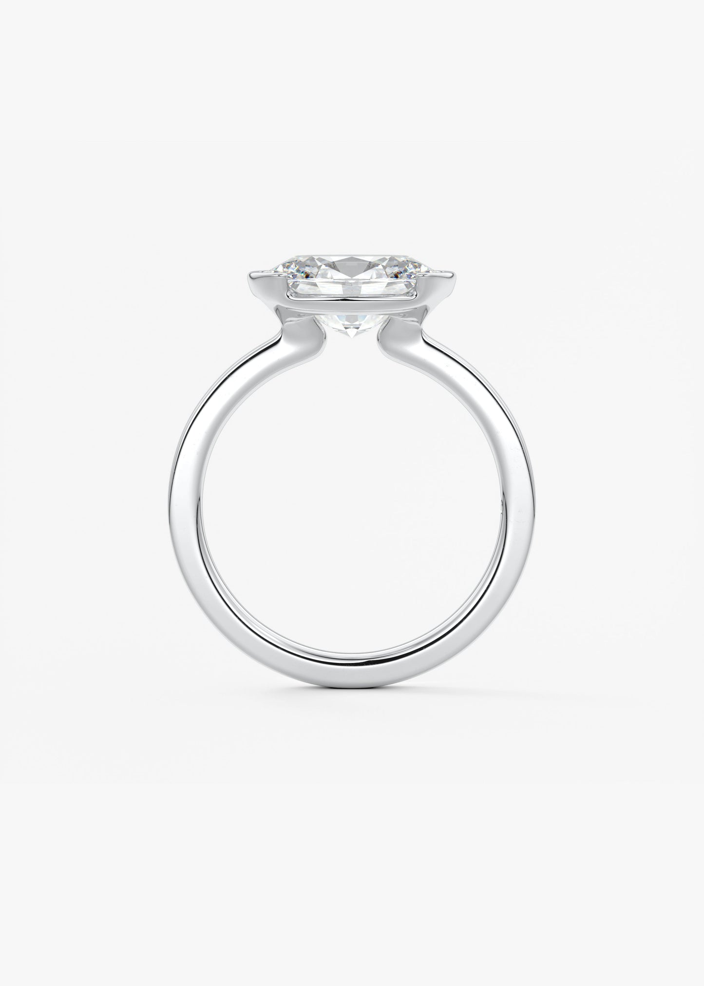 Oval East West Half Bezel Lab Grown Diamond Engagement Ring