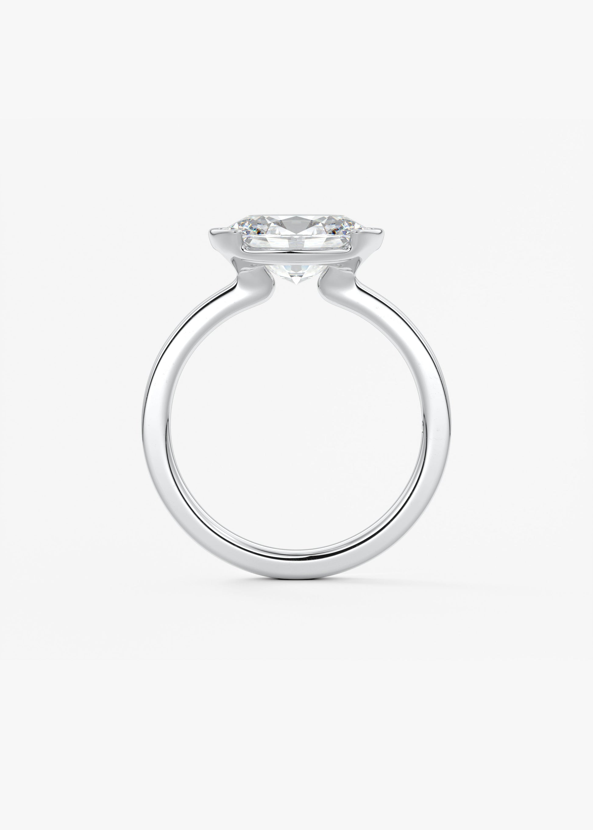 Oval East West Half Bezel Lab Grown Diamond Engagement Ring