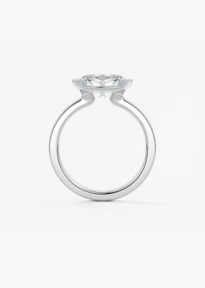 Oval East West Half Bezel Lab Grown Diamond Engagement Ring